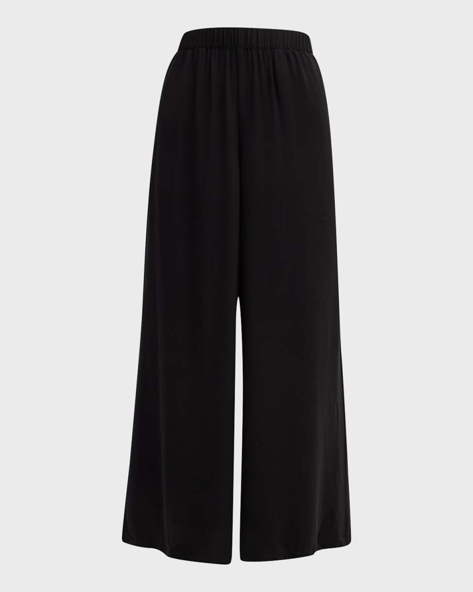 Missy Silk Georgette Crepe Wide-Leg Ankle Pants